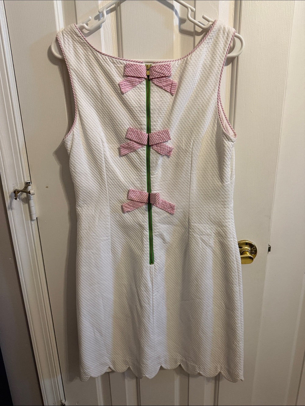 Lilly Pulitzer Nina Bow Back White Scalloped Dress, Size 10